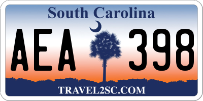 SC license plate AEA398