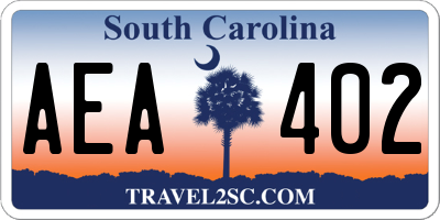 SC license plate AEA402