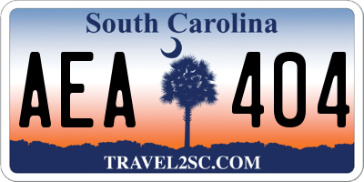 SC license plate AEA404