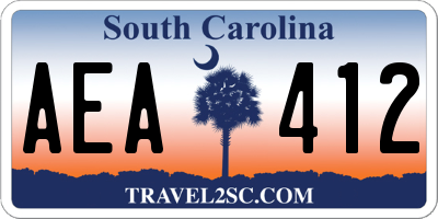 SC license plate AEA412