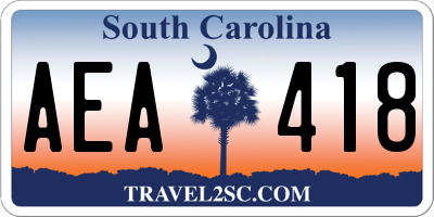 SC license plate AEA418
