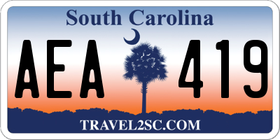 SC license plate AEA419