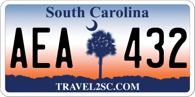 SC license plate AEA432