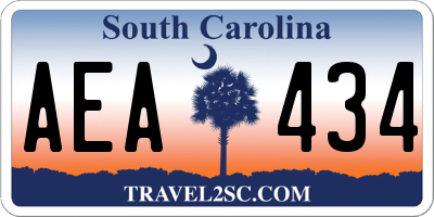 SC license plate AEA434