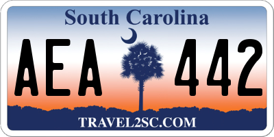 SC license plate AEA442