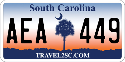 SC license plate AEA449