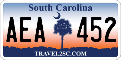 SC license plate AEA452