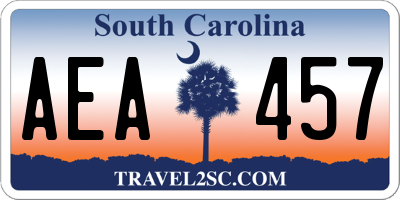 SC license plate AEA457