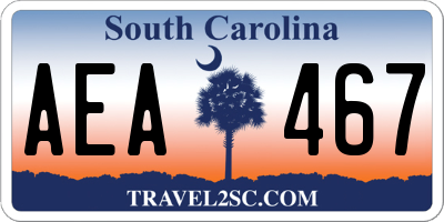 SC license plate AEA467