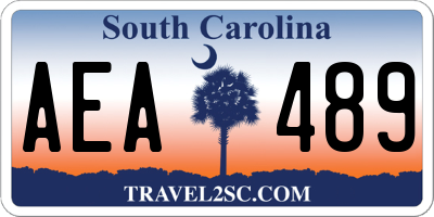 SC license plate AEA489