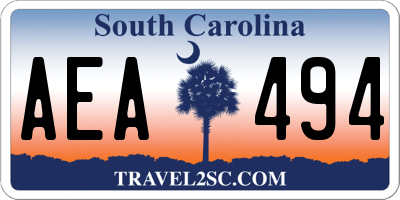 SC license plate AEA494