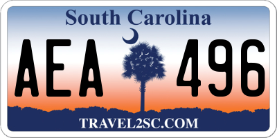 SC license plate AEA496