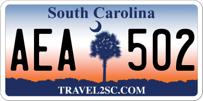 SC license plate AEA502