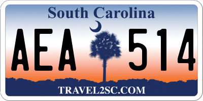 SC license plate AEA514