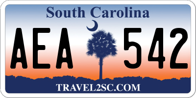 SC license plate AEA542