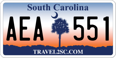 SC license plate AEA551