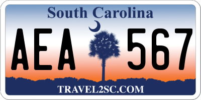 SC license plate AEA567