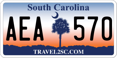 SC license plate AEA570