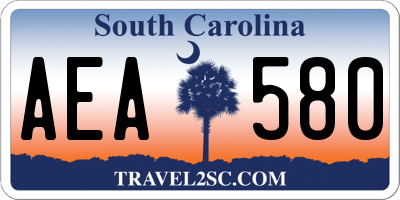 SC license plate AEA580