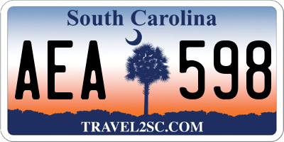 SC license plate AEA598