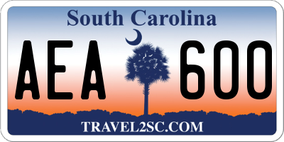 SC license plate AEA600