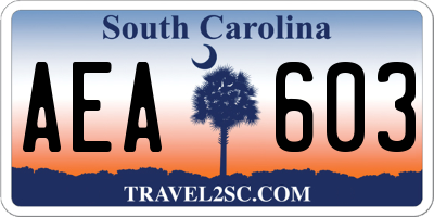 SC license plate AEA603