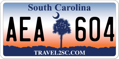 SC license plate AEA604