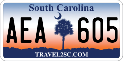 SC license plate AEA605
