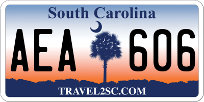 SC license plate AEA606