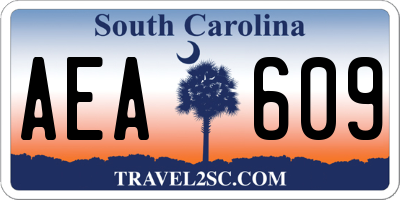 SC license plate AEA609