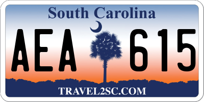 SC license plate AEA615
