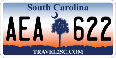 SC license plate AEA622