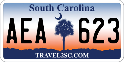 SC license plate AEA623