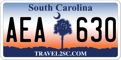 SC license plate AEA630