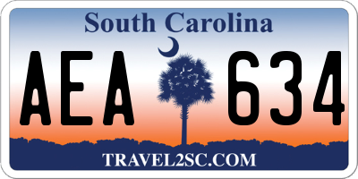 SC license plate AEA634