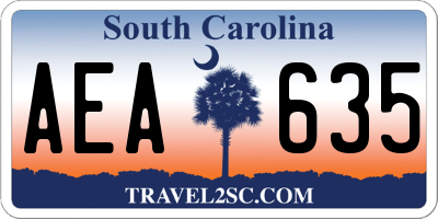 SC license plate AEA635