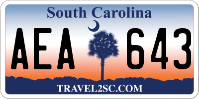 SC license plate AEA643