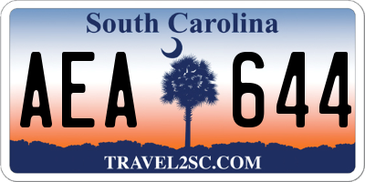 SC license plate AEA644