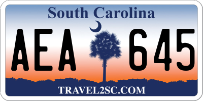 SC license plate AEA645