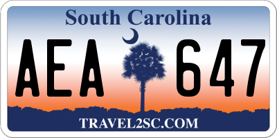 SC license plate AEA647