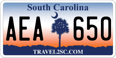 SC license plate AEA650