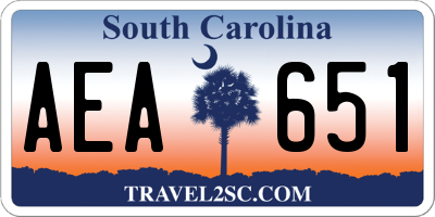SC license plate AEA651