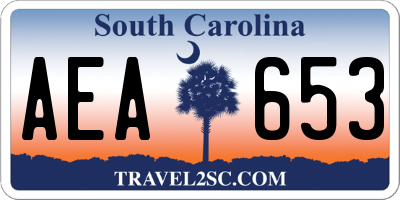 SC license plate AEA653