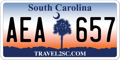 SC license plate AEA657