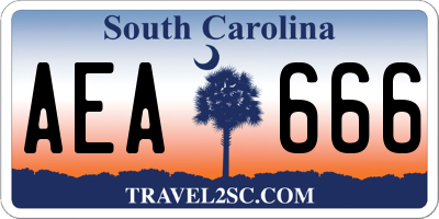 SC license plate AEA666