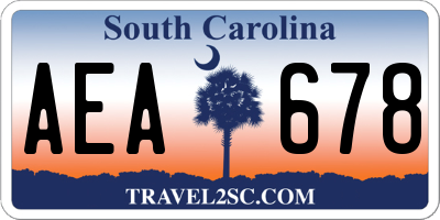 SC license plate AEA678