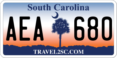 SC license plate AEA680