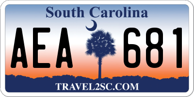 SC license plate AEA681