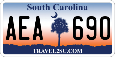 SC license plate AEA690