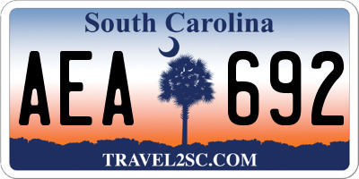 SC license plate AEA692